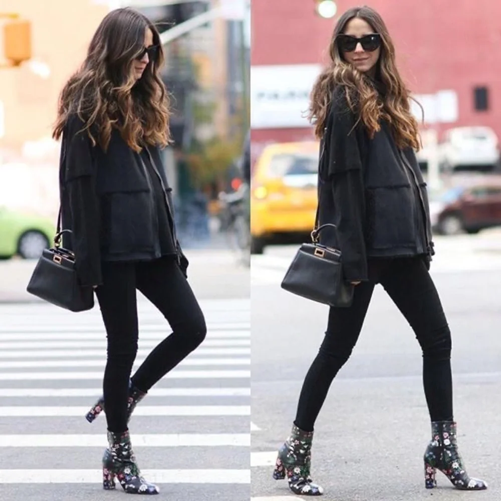 Valentino Camugarden paneled floral leather mid-calf boots size IT 37 US 7 - Picture 2 of 16